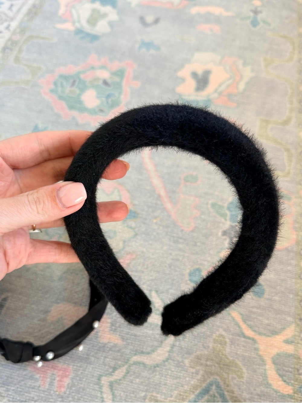 Faux Fur Black Padded Headband